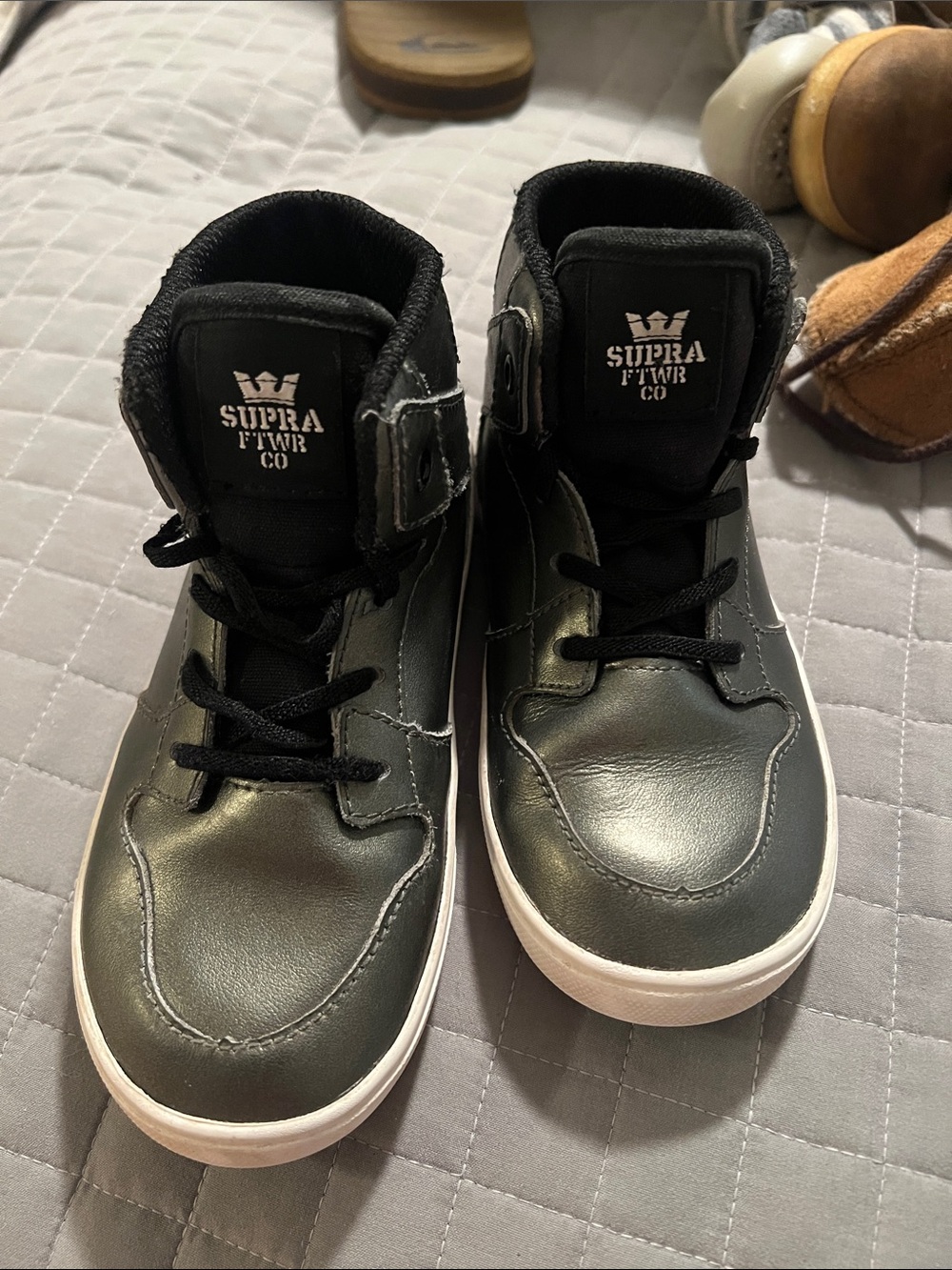 Supra Kids Black High-Top Sneakers with White Sole